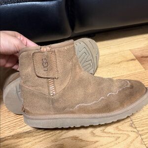 UGG Chestnut Suede Sherpa-Lined Ankle Boots